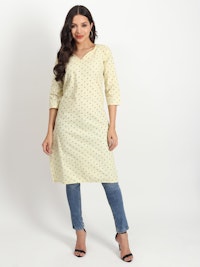 Light Yellow Long Kurti-thumb