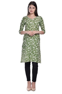 Green Printed Kurti-thumb