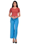 Women Regular Fit Light Blue Cotton Blend Plazo-thumb