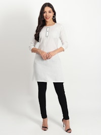 White Lining Kurti-thumb