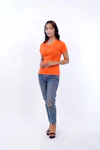 Round Neck Orange T-shirt-thumb