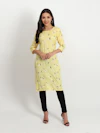 Yellow Flora Long Kurti-thumb