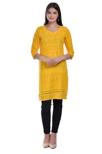 Yellow Printed Kurti-thumb