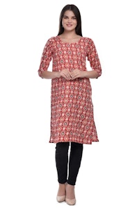 Orange Printed Kurti-thumb