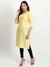 Yellow Print Long Kurti-thumb