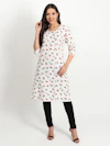 White Strabery Long Kurti-thumb