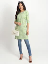 Long  Flora Green Kurti-thumb