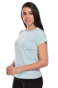 Women Solid Mandarin Green T-Shirt-thumb