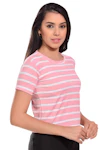 Casual Puff Sleeves Solid Women Pink White Top-thumb