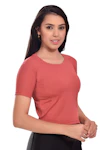 Women Casual T-Shirt Women Solid Round Neck Maroon T-Shirt-thumb