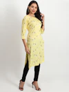 Yellow Flora Long Kurti-thumb