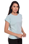 Women Solid Mandarin Green T-Shirt-thumb