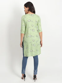 Long  Flora Green Kurti-thumb