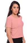 Casual Puff Sleeves Solid Women Pink Top-thumb