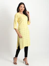 Yellow Print Long Kurti-thumb