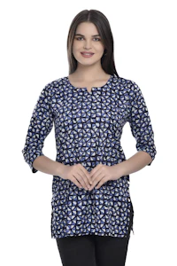 Blue Printed Short Kurti-thumb