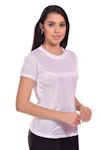 Women Solid Round Neck White T-Shirt-thumb