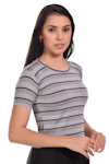 Women Color Block Round Neck Cotton Blend Black, Grey T-Shirt-thumb