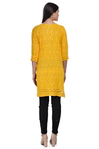 Yellow Printed Kurti-thumb