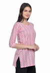 Pink Printed Short Kurti-thumb