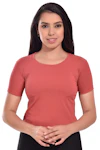 Women Casual T-Shirt Women Solid Round Neck Maroon T-Shirt-thumb