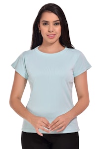 Women Solid Mandarin Green T-Shirt-thumb