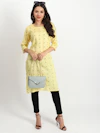 Yellow Print Long Kurti-thumb