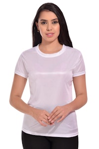 Women Solid Round Neck White T-Shirt-thumb